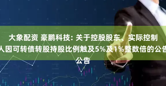 大象配资 豪鹏科技: 关于控股股东、实际控制人因可转债转股持股比例触及5%及1%整数倍的公告
